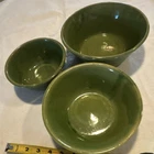 Set a three McCoy bowls, asparagus pattern, yellow wear