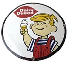 Vintage Dairy Queen Boy Mascot Porcelain Sign - Ice Cream Cone Sign