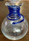 Blenko Vase with Applied Cobalt Blue Glass Thread