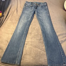 Sang Real Women's Bootcut Jeans Dark Wash Embroidered Stretch Blue Denim