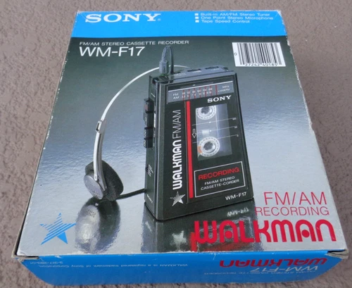 SONY WM-F17 AM/FM STEREO PORTABLE CASSETTE PLAYER+BOX TESTED AS IS PARTS REPAIR