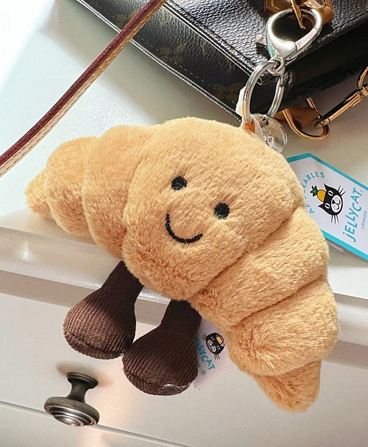 Jellycat Amuseables Croissant Bag Charm – Cute Plush Keychain