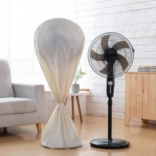 Beige Oxford Cloth Fan Cover with Zipper Floor Standing Fan Protective Sleeve