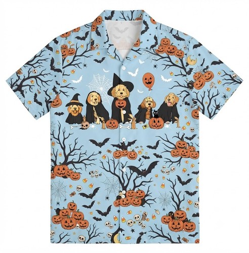 Ghost And Witch Goldendoodle Halloween Doodle Dog Lover Halloween Hawaiian Shirt