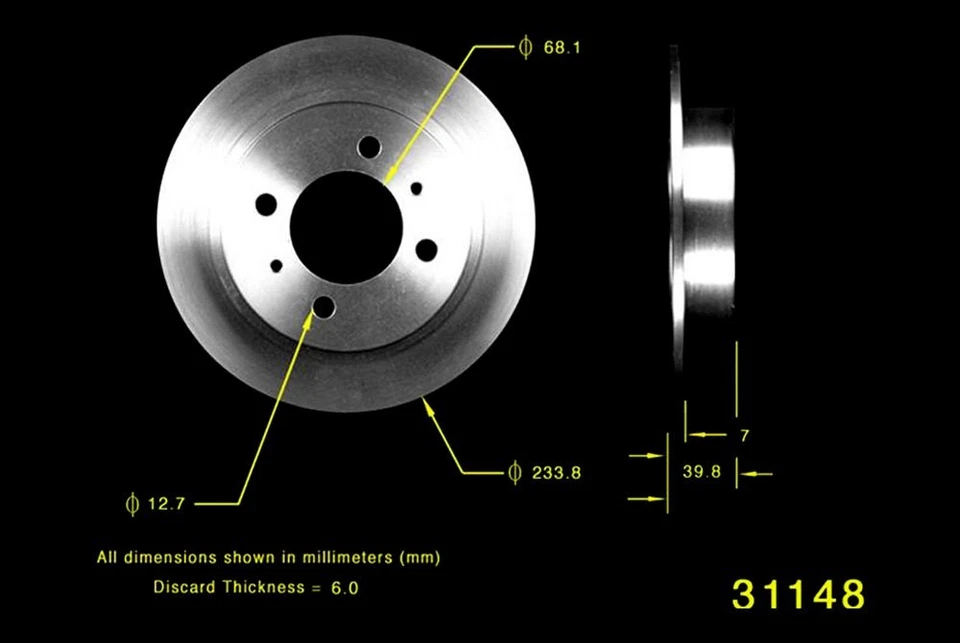 For Nissan Sentra 91-99 Bendix Global Premium Plain Solid Rear Brake Rotor Foto 2 de 2