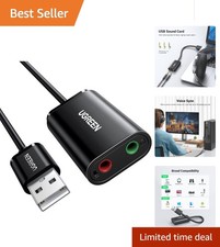 Portable USB to 3.5mm Audio Adapter with Built-in DAC - Compatible with All