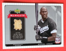Michael Jordan GAME USED BAT CARD 2001 UPPER DECK MJ SALUTE SIGN WHITE SOX BULLS