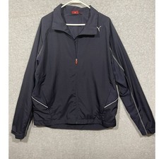 Puma Mens Full Zip Lightweight Jacket Navy Blue Athletic Casual Outerwear Size L