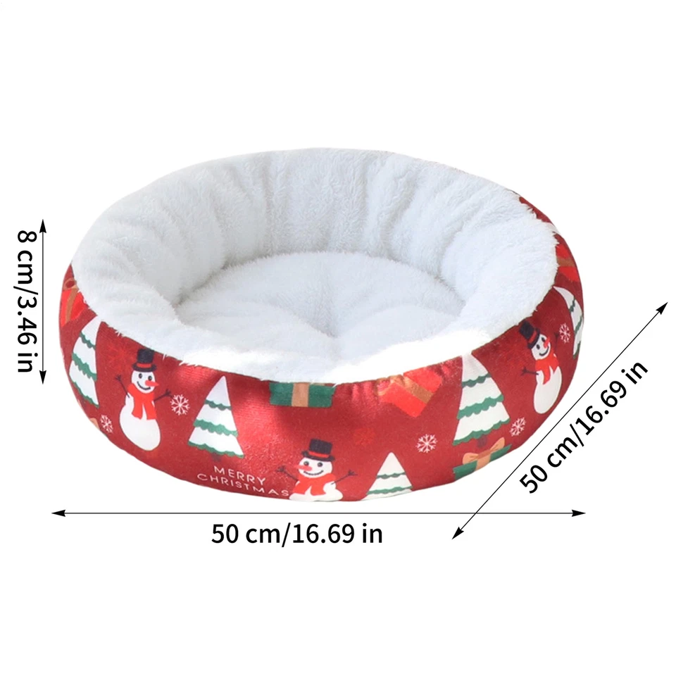 Cama de Navidad para Gatos Perros Pequeños Cama Redonda para Gatos de Interior Gatito Cachorro Foto 3 de 4
