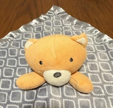 Cuddle Time Brown Bear Plush Gray White Diamond Snuggle Security Blanket