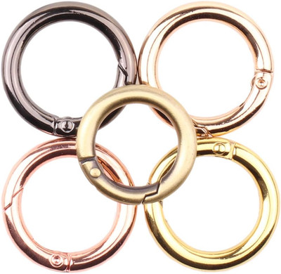 Spring Clip round Carabiner,  5 Pcs Gate O Ring Spring Loaded Snap Clip, Key Rin