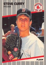 Steve Curry 1989 Fleer 86 Boston Red Sox Rookie BASEBALL Card. rookie card picture