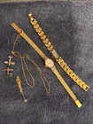 Vintage Costume Jewelry & Watch Lot – w/ Scrap Sterling Silver & Gold Tone Chain