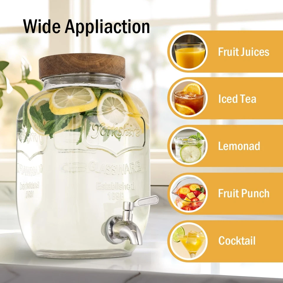 Glass Drink Dispenser for Parties, 1 Gallon Beverage Dispenser with Stand and... - Image 4 of 4