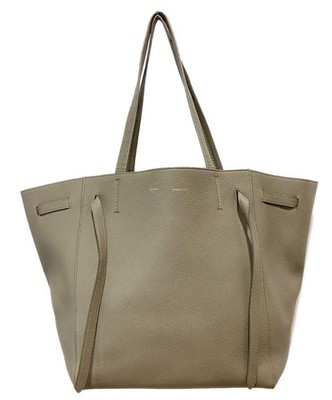 CELINE Small Cabas Phantom Tote Grained Calfskin Greige Used Made in Italy