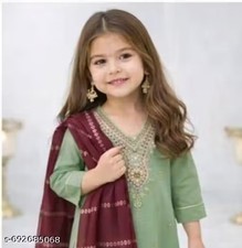 Traditional Kids Girl Kurta With Dupatta Set For festivals and daily wear