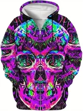 Haunted House & Skull Hoodie | Halloween Party Jumper | Full Zip