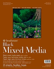 400 Series Mixed Media Paper, Black, Glue Bound Pad, 11X14 Inches, 15 Sheets (18