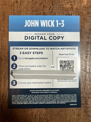 John Wick Chapters 1, 2 & 3 Trilogy Digital Copy (4K UHD Blu-ray) *NEW/UNUSED*