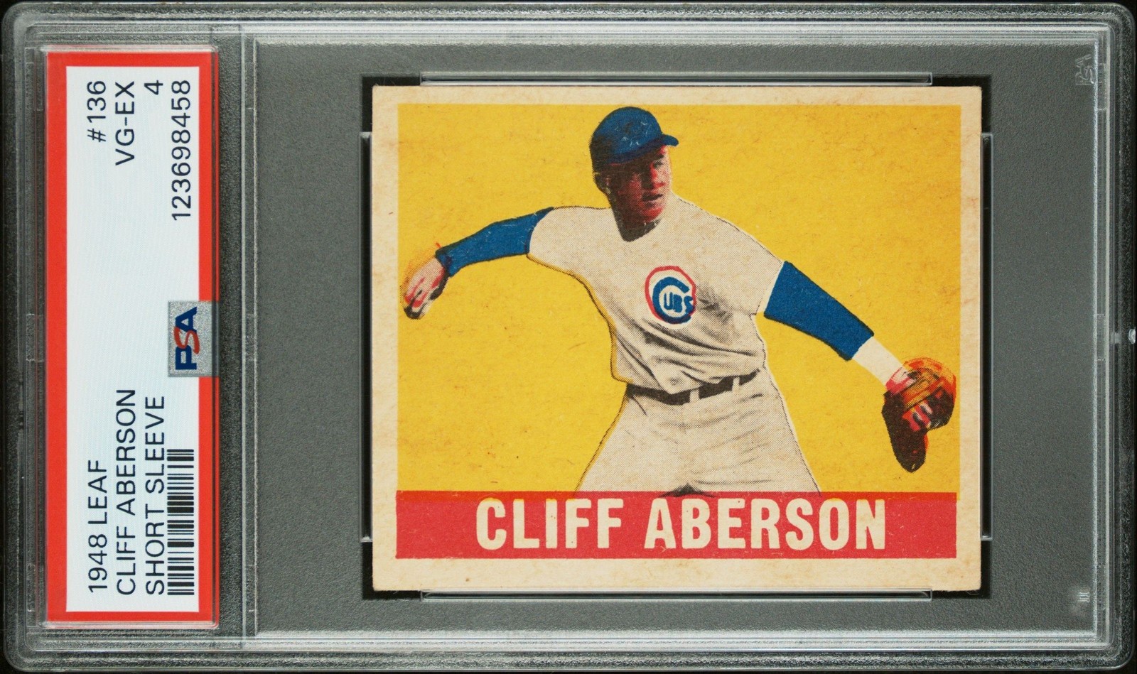 Cliff Aberson 1948 Leaf Short sleeve PSA 4 #136 Chicago Cubs