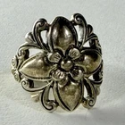 Vintage Sterling Silver Floral Statement Ring Size 6 Ornate Openwork Flower 5g