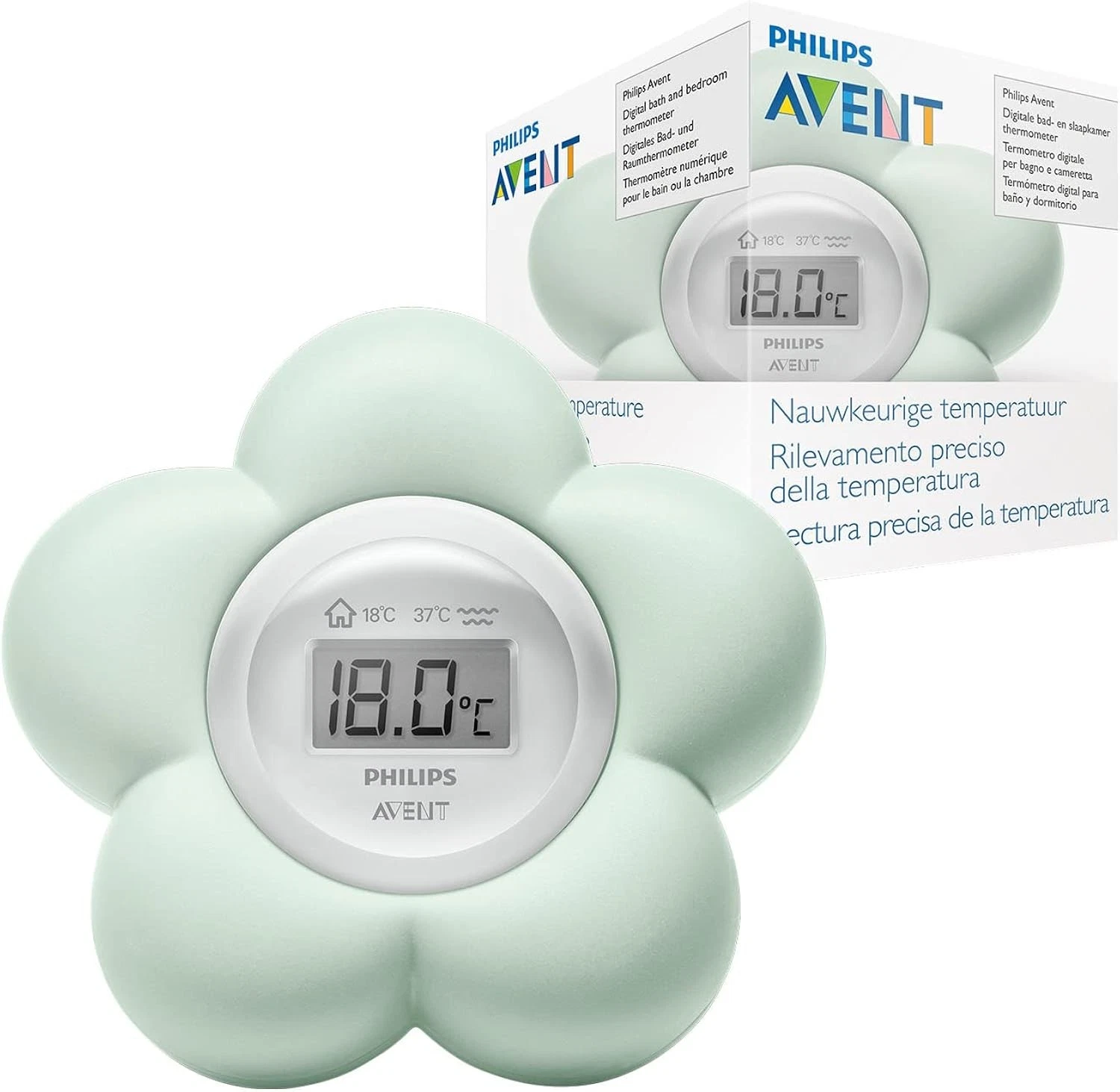 Digital Baby Bath & Room Thermometer White Upright Display 1 Count