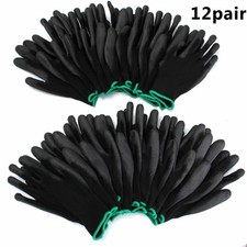 12Pairs Safety Coating Work Gloves Hand Protect PU Nylon Antiskid Dust-proof