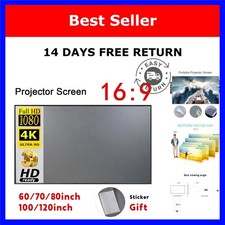Portable Projector Screen 1:1 Gray 60-120 in Wall Outdoor Home