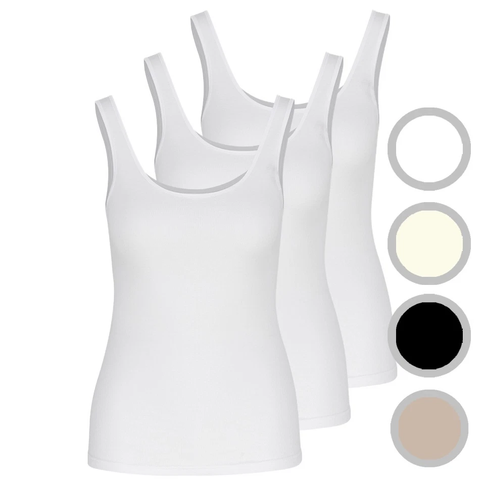 3er Spar-Pack - Nina von C - Daily - Damen - Achselhemd - 100% Baumwolle