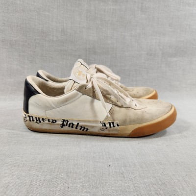 Palm Angels Vucanized Calf White Beige Suede Lace Up Mens Size 9 Shoes Sneakers
