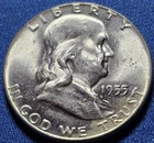 A 1955 Franklin Half Dollar BU Nice BOLD Bell Lines