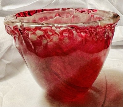 Hand blown Ruby RedMurano Like Bowl. Made In Spain, Eco Glass.100% Recycled.