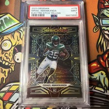 2023 Panini Obsidian Israel Abanikanda Rookie Electric Etch Yellow /10 PSA 9
