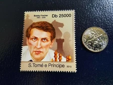 Bobby Fischer Chess Grandmaster 2013 S. Tome e Principe Perforated Stamp (c)