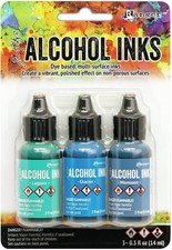 Tim Holtz Alcohol Ink .5oz 3/Pkg-Teal/Blue Spectrum