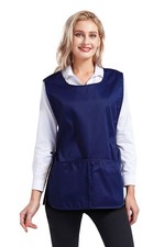 Unisex Cobbler Smock Apron 2 Pockets Side Ties Kitchen Painting Vest 2 PCS