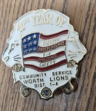1993 40th Yr Community Service Worth Lions Dist 1A Illinois Lapel Pin 🇺🇸