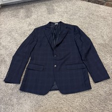 Ermenegildo Zegna Blazer Men 42R Modern Fit Saks Fifth Ave Wool Italy Plaid Blue