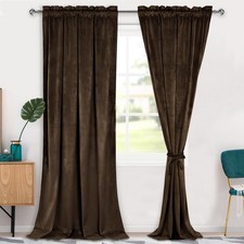 Velvet Curtains 108 inch Blackout Rod Pocket Thermal Insulated Soft Curtains ...