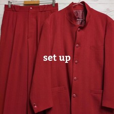 Setup Casual Unique Design Stand Collar Showa Retro Style Made in Japan Red