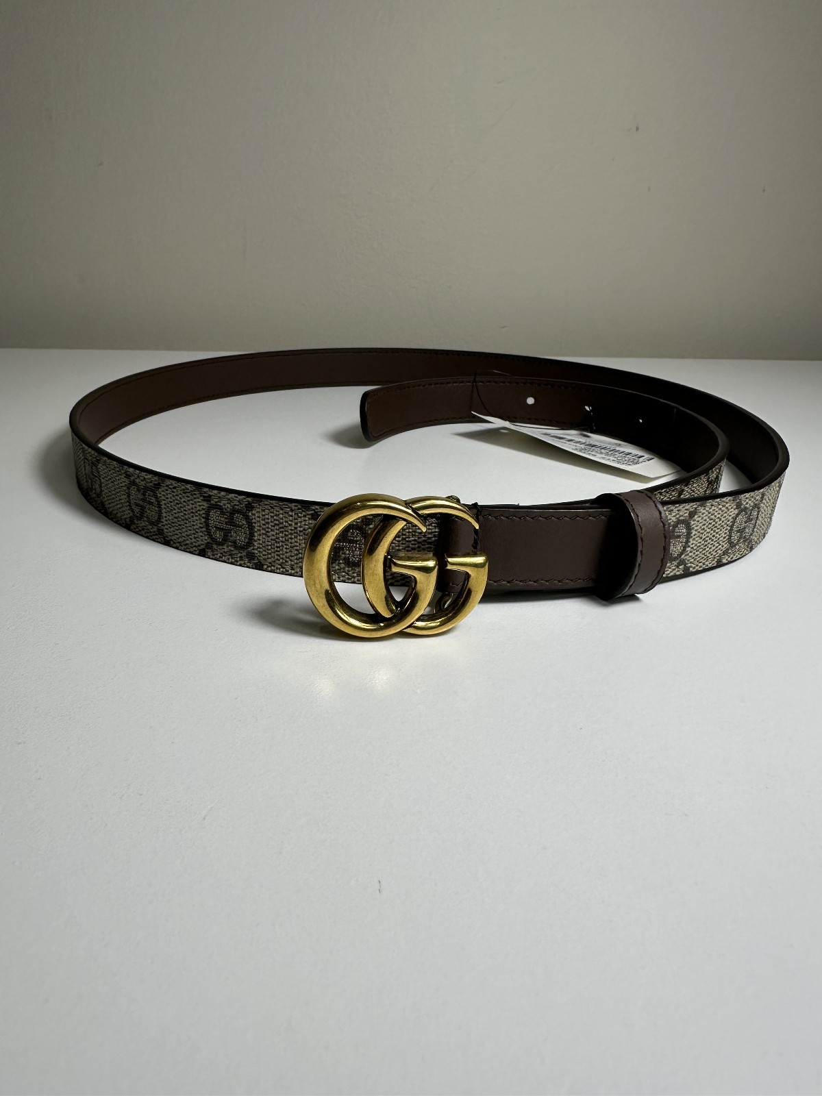 Authentic Gucci GG Supreme Brown Leather Belt Size 100/40