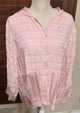 CITRON Santa Monica Hoodie Jacket Lightweight Pink full zip sz L USA textured