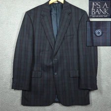 Jos A Bank Blazer Men's 42L Tartan Plaid Wool 2-Button Sport Coat Jacket *READ*