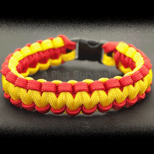 Rosso e Giallo - Bracciale Sopravvivenza Emergenza Corda Paracord 550 LB - Made in USA - Foto 1 di 2