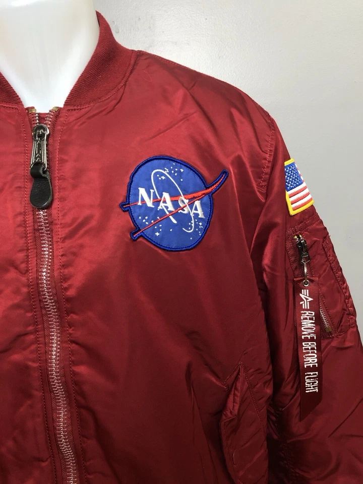 Alpha Industries NASA Apollo MA-1 Bomber Jacket Men’s Large Nylon - Image 4 of 4
