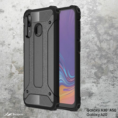 Black Armor Heavy Duty Hybrid Case Cover for Samsung Galaxy A20 A30 A50 - Picture 2 of 2