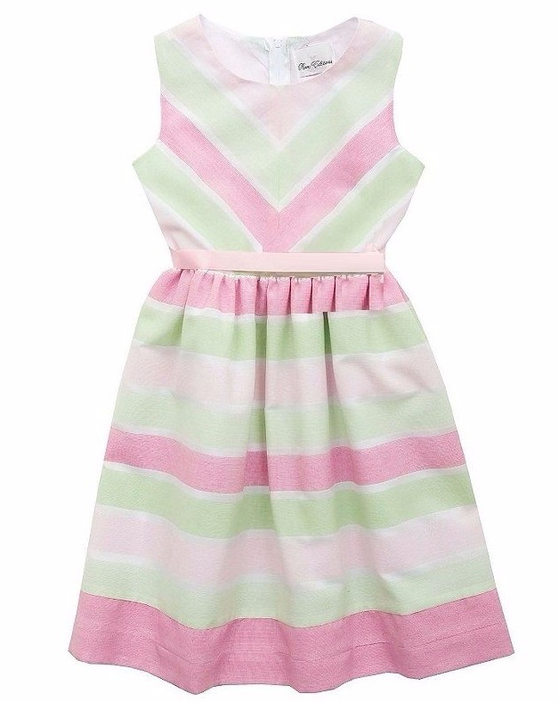 pink horizontal striped dress Rare Editions Girls 7-16 Pink/Green Chevron/Horizontal Stripe Dress