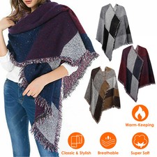 Large Stylish Winter Warm Scarf Thick Soft Wrap Cape Shawl Oversized Xmas Gift