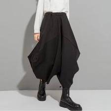 Womens Baggy Hip Hop Drop Crotch Pants Wide Leg Punk Japanese Trousers Casual