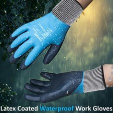 Water proof Work Gloves Latex Coated palm & fingertips Waterproof glove grip